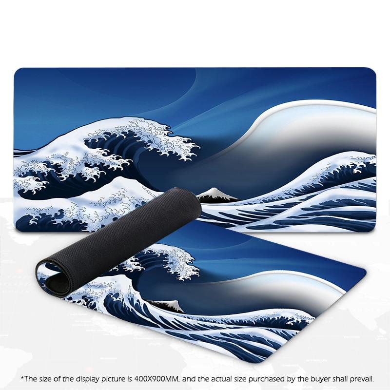 Japanese Mouse Pad Gamer Waves Playmat Gray Art Aesthetics XL Computer Home HD Mousepad XXL Office Soft Non-Slip PC Table Mat