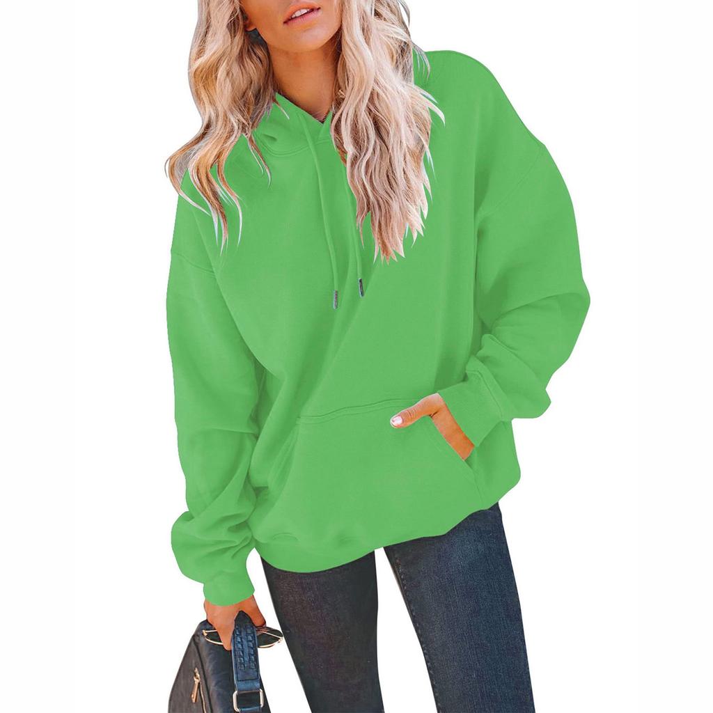 Women's Casual Pocket Hoodie Fashion Drawstring Pullover Top Sweatshirt