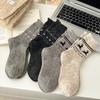 Wool Socks Elk Socks Women'S Bow Christmas Style Thickened Warm Pile Socks