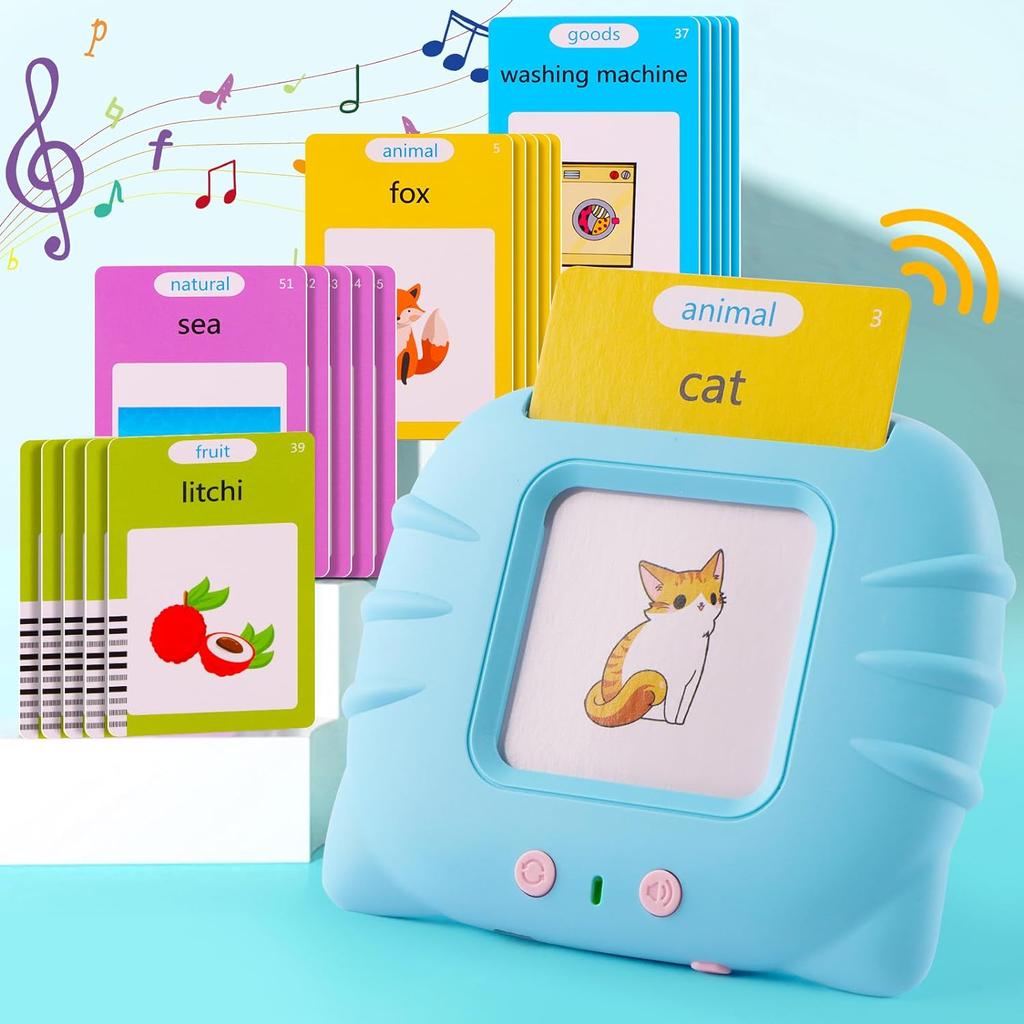 ECHOCUBE Carte Educative Parlanti In Tedesco - 224 Parole Su 14 Temi, Giocattolo Montessori Per Bambini 3+ Anni