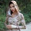 Womens Camo Sun Protection Hooded Long Sleeve T-Shirt Quick Dry Hiking Camping Outdoor Sports Top