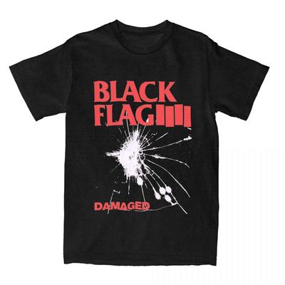 Black Flag Damaged T-Shirts Men Women Casual Pure Cotton Tee Shirt Round Neck Short Sleeve T Shirts Vintage Streetwear Clothes