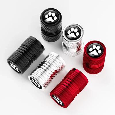 4Pcs Footprints Car Aluminum Alloy Anti-Leak Valve Cap Tire Valve Cap Core Cap Anti-sand Car Decorativly Protective Accessories