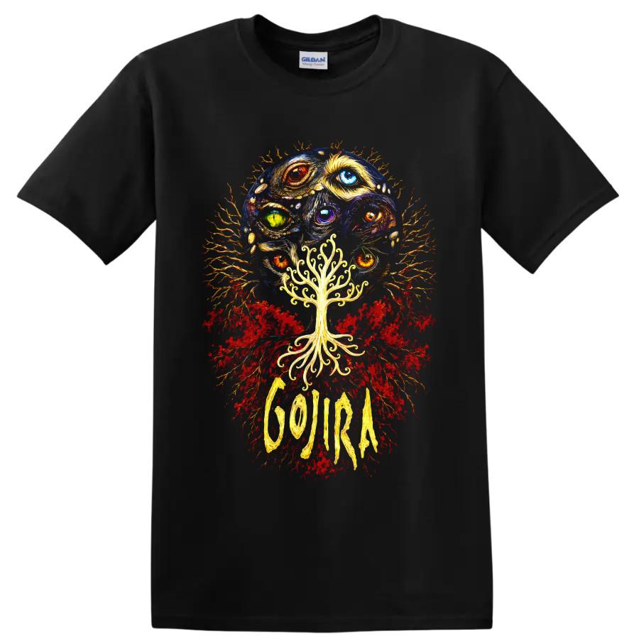 Gojira T Shirt Cosmic Eyes Tree Red Blue Psychedelic Metal Band Graphic Art Tee