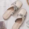 Evening Breeze Sheepskin Backless Pointed Toe Flat Slippers for Women