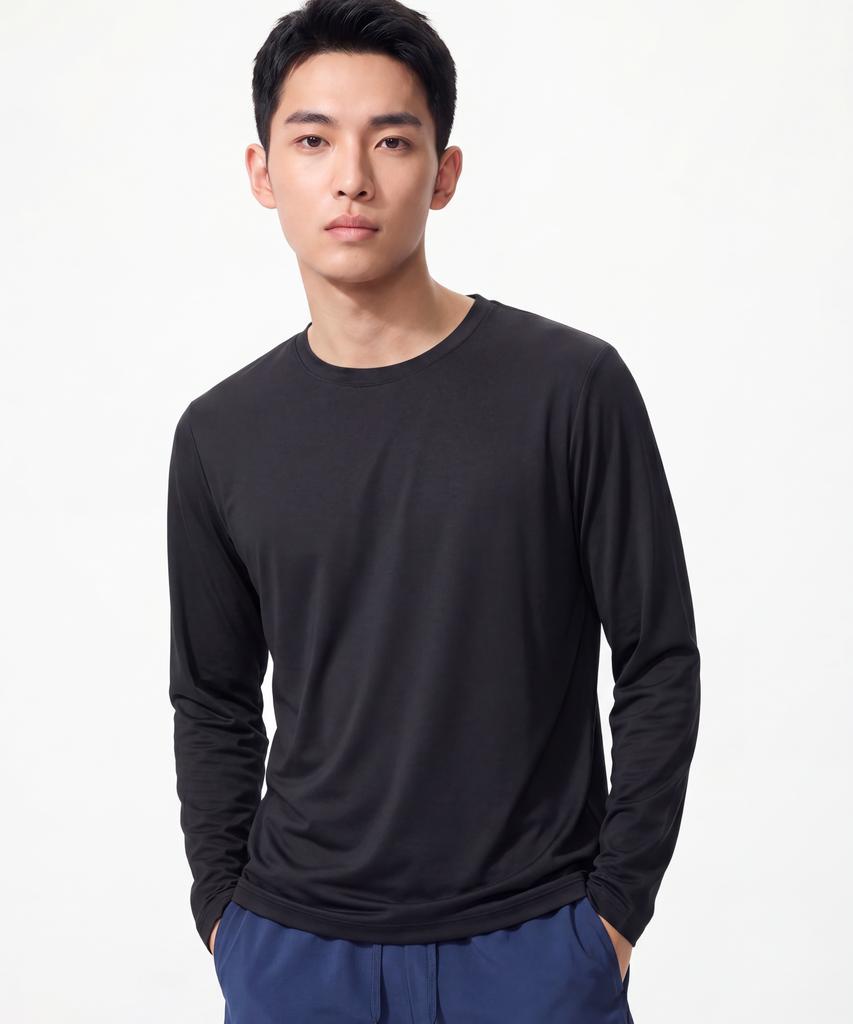 BASIC HOUSE Cool Functional Air Dry Regular Fit Long Sleeve Tee Black Lzts3116