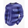 Vintage Men's Long Sleeve T-Shirt, Striped Printed Top, 3D Striped Print Loose Streetwear