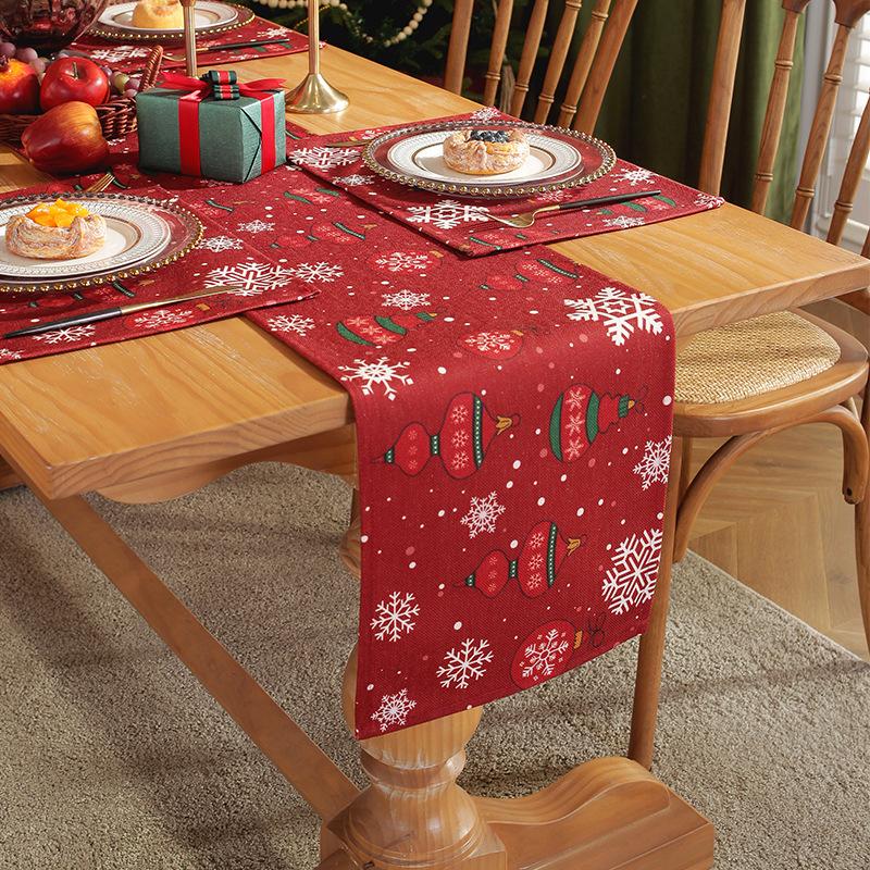 Modern Simple Thickened Polyester Cotton Digital Printing Christmas Table Flag Bedside Flag Dining Table Cloth Placemat
