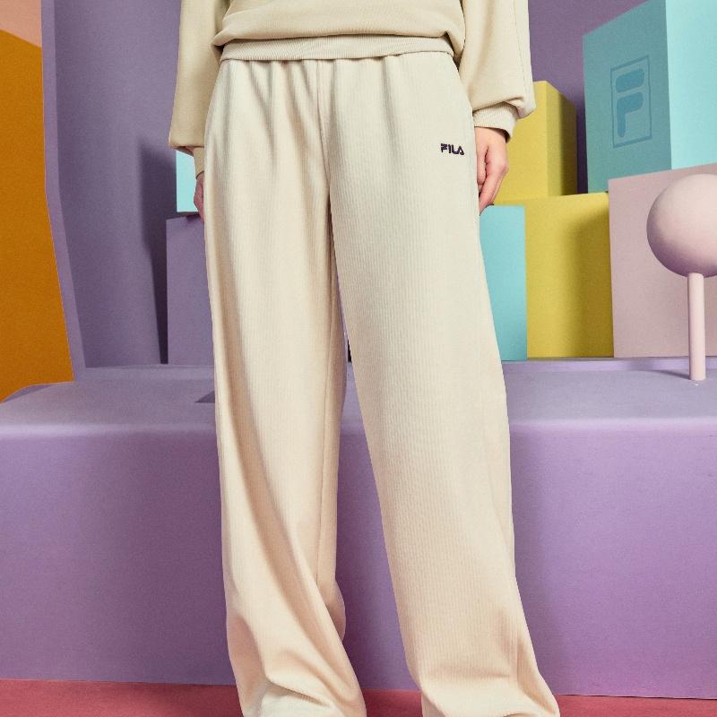 New FILA Knitted Sweatpants Women's Almond Khaki F11W439609FBG