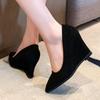 Pointed Toe Women Wedges Shoes Suede Elegant High Heels Shoes Woman Trend Designer Dress Party Fad Walking Pumps Mujer Zapatos