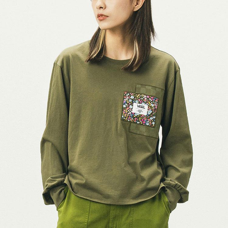 Vans X Liberty Fabrics Floral Print Long Sleeve T-Shirt Women Tops Green VN0A5JNXZEA