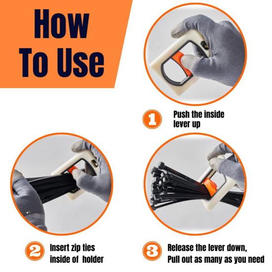 Fluorescent Tie Organizer with Carabiner Cable Zipper Savers Multiple Cable Ties Holder Portable Hardware Tool