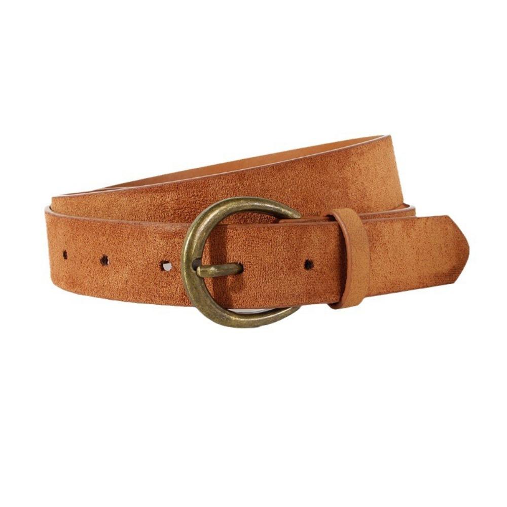 Casual Suede Leather Belt Retro Buckle Waistband Trendy Waist Belt  For Women