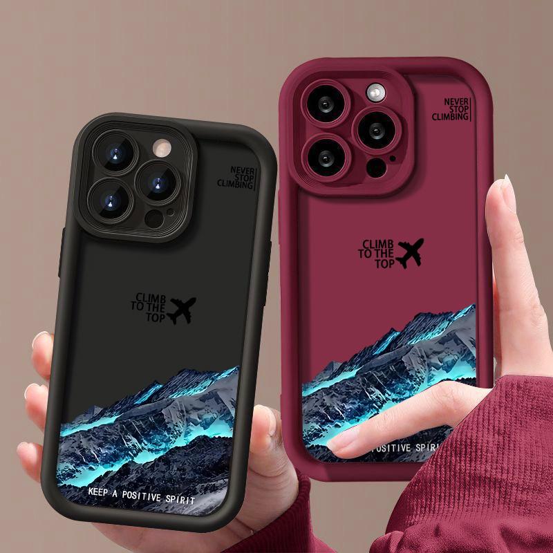 Mountain Peak Aircraft Patterned Case For iPhone 15 16 14 Pro Max 15 16 Plus 11 12 13 Pro 16E XR Shockproof Soft TPU Phone Cover