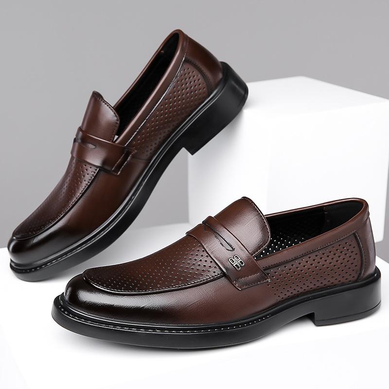 2025 High Quality Men Business Shoes Italian Handmade Shoes Genuine Leather Loafers Slip-ons Men Casual Footwear