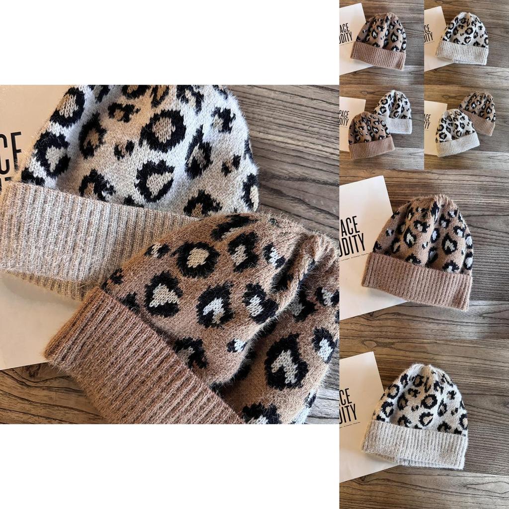 Leopard Print Knit Cap For Women Fall Winter Personal Style Breathable And Warm