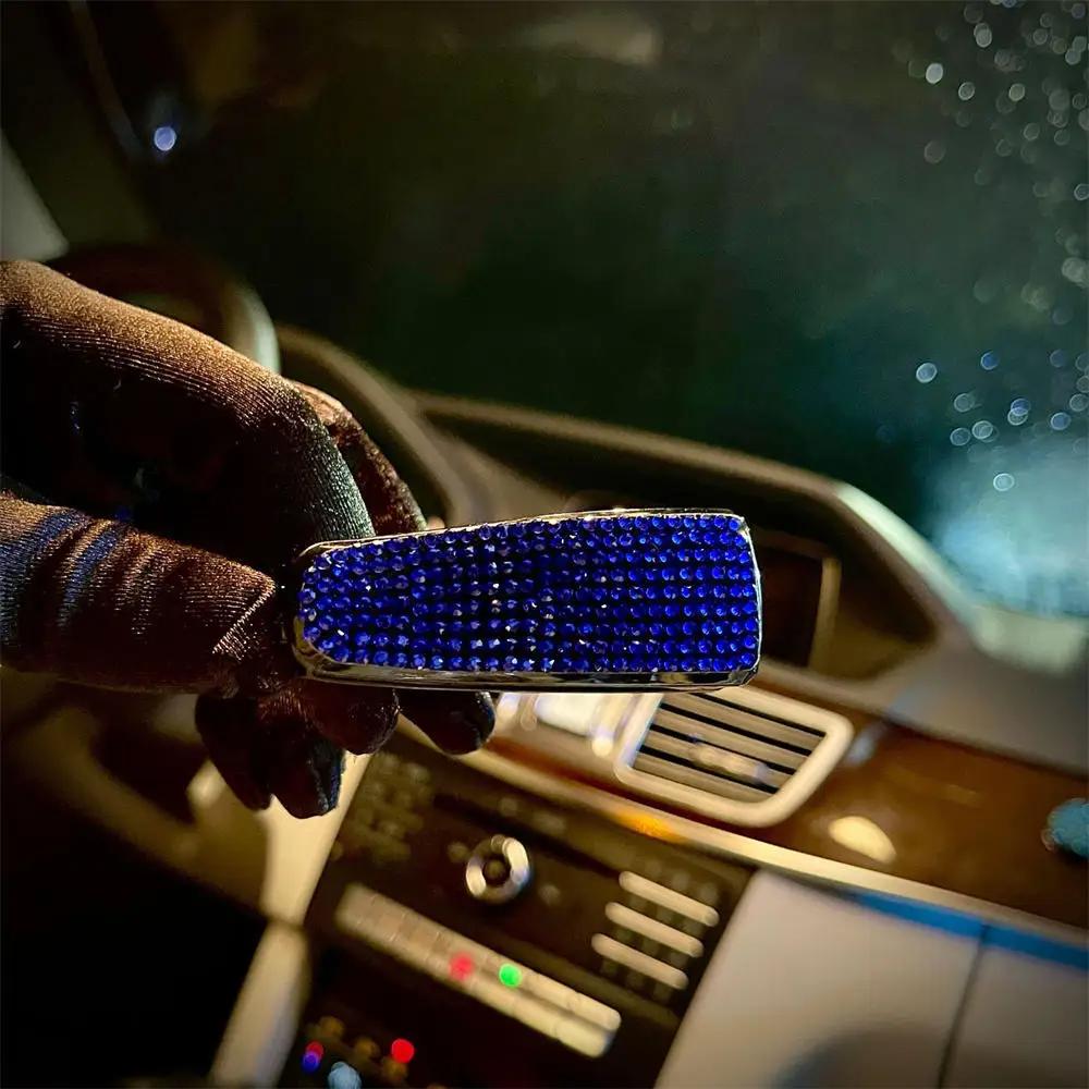 Crystal Sunglasses Clip Portable Sun Visor Mount Car Decoration Car Sunshade Glasses Case  Women