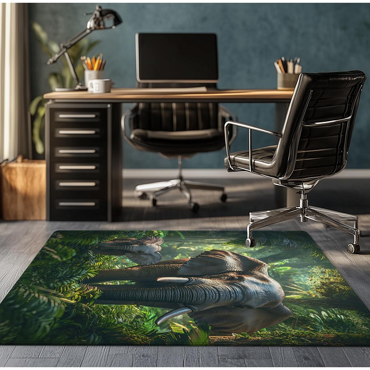 Elephant jungle green forest scene rug wildlife animal print carpet living room bedroom floor mat nature themed home decor 60x90cm