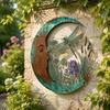 Garden Decor Dragonfly Bee Wall Art Iron Outdoor Accent Boho Round Celestial Wall Sign  Patio Decor