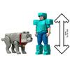 Mattel Minecraft Figura de 4 pulgadas Minecraft Movie Steve con Armadura de Diamante El Mejor Amigo del Hombre Dennis el Lobo