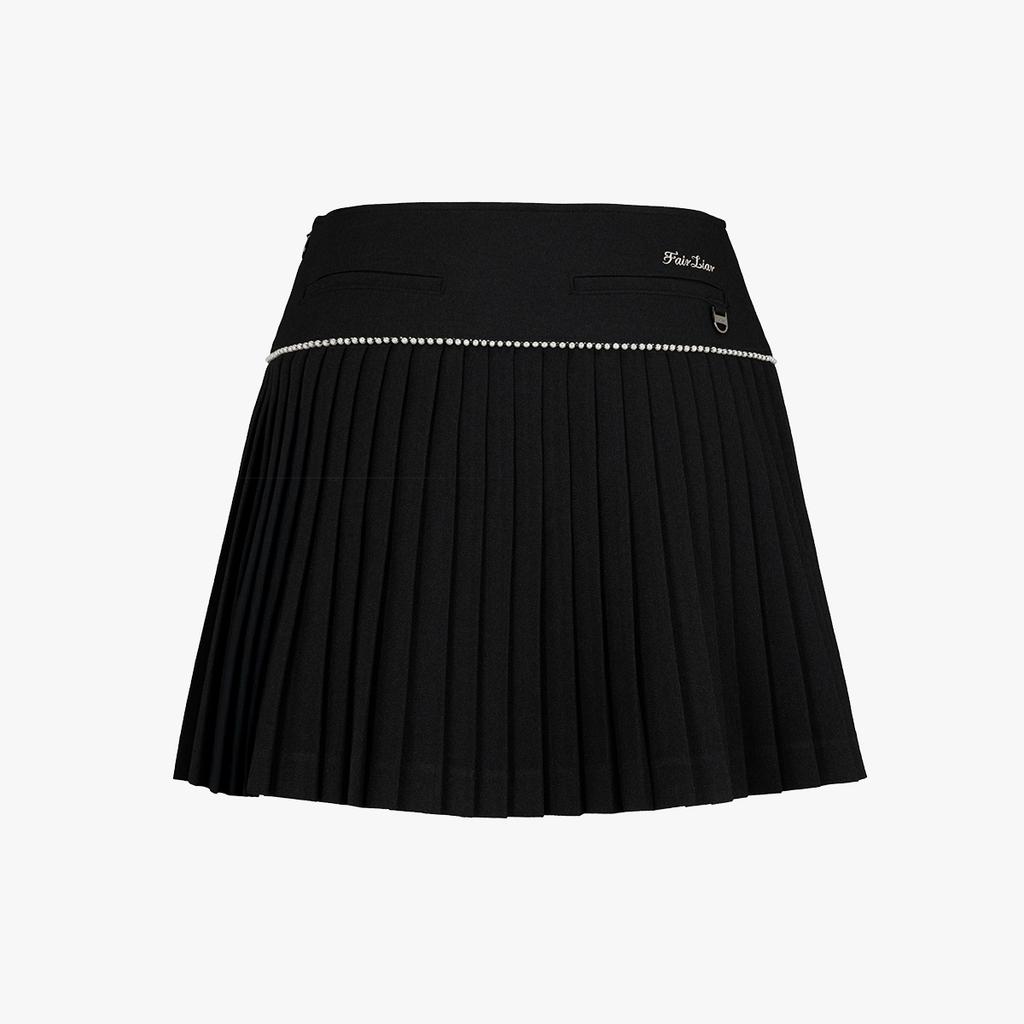 FAIRLIAR GOLF [Fl Signature] Pearl Flare Pleated Skirt (Black)