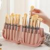 Upright PU Makeup Brush Storage Bag Foldable And Portable Travel Makeup Brush Bag Large Capacity Embroidery Tool Pen Eyebrow Pencil Tool Kit