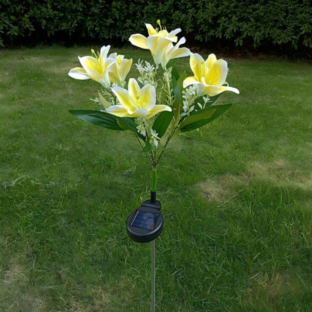 Solarbetriebene LED Outdoor Blumen Dekoration 7 Köpfe Simulationsblumenlampe Camping Dekor