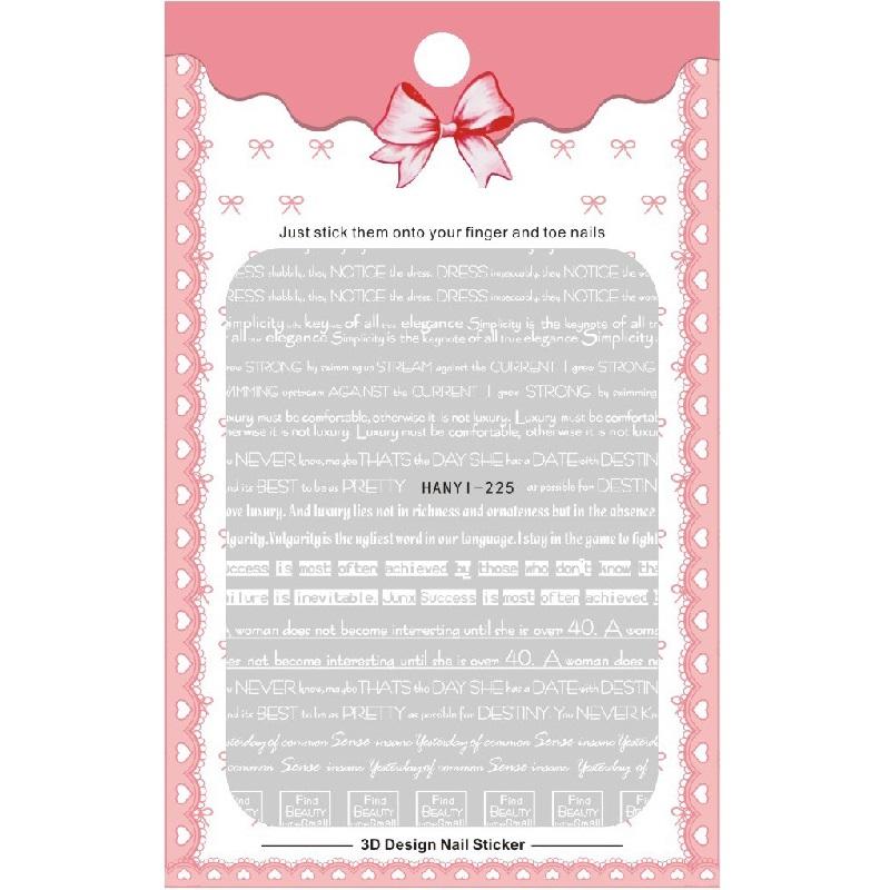 1 Sheet Adhesive 3D Nail Stickers Decals Press On Tips Manicure Decoration Geometry Letter Design