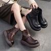 GKTINOO Genuine Leather Women Short Boots Retro Round Toe Shoes 2025 New Winter Handmade Soft Sole Flat Platform Boots
