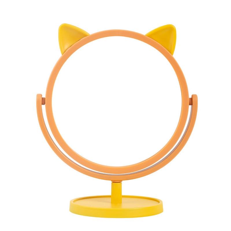 

Cute Desktop HD Vanity Mirror Cat Ear Single Side Makeup Mirror Multifunctional Adjustable Makeup Princess Mirror Yellow