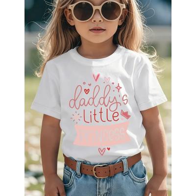 European Sizes Summer Fashion Short-Sleeve T-Shirt for Girls with 'Daddy'S Little Princess' Letter Print, a Casual And Versatile Top