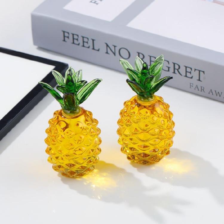 Elegant Crystal Pineapple Figurine Handcrafts Glass Artificial Fruit Art Statue for Stylish Tabletop and Shelves Display