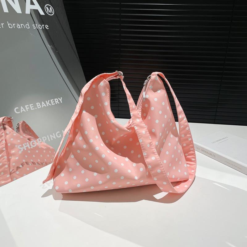 Literary polka dot crossbody women's bag small fresh floral girl shoulder bag underarm portable fashion large capacity tote bag