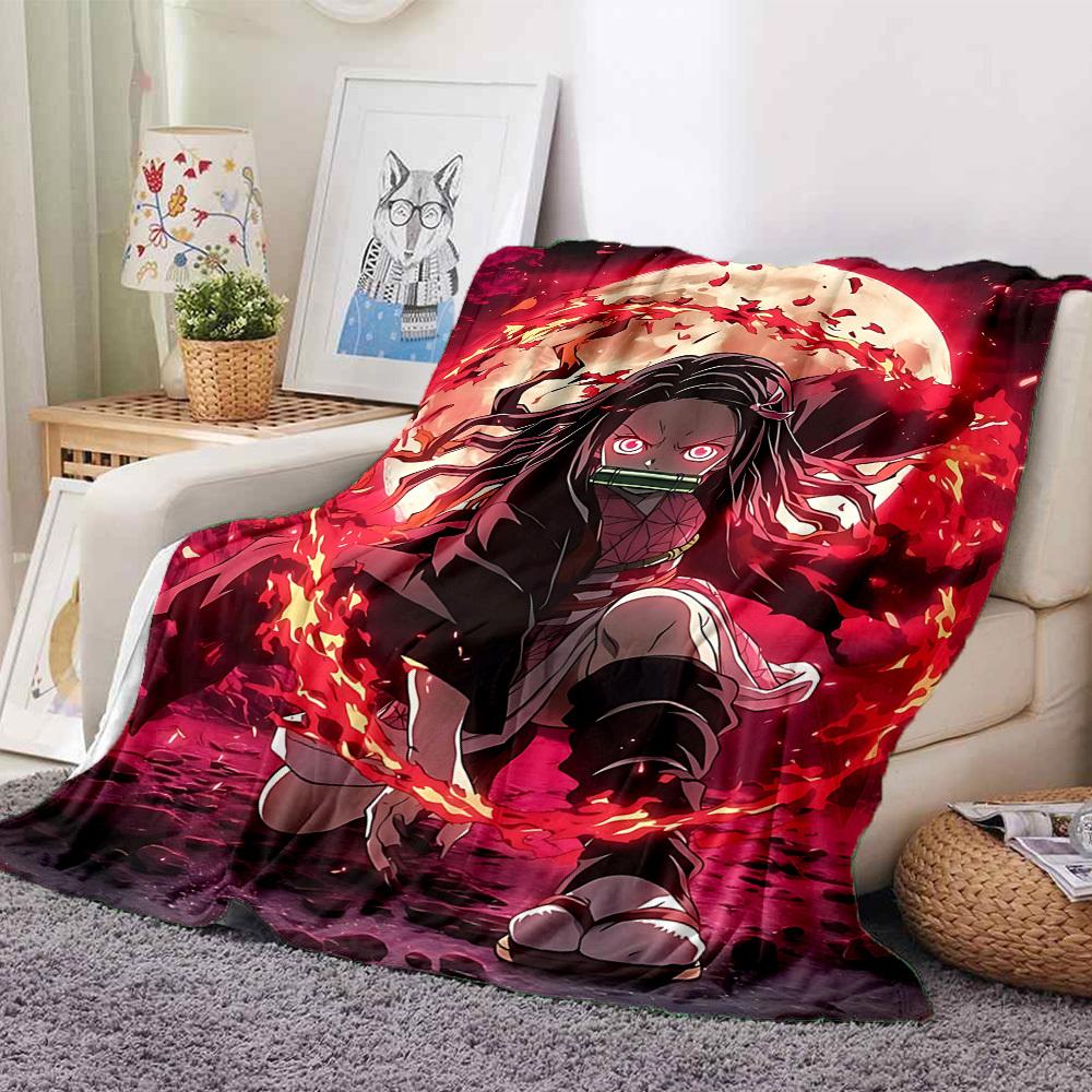 1pc Demon Slayer: Kimetsu no Yaiba Cozy Print Blanket Lightweight Warm Flannel Throw Blanket For Sofa, Bed, Living Room