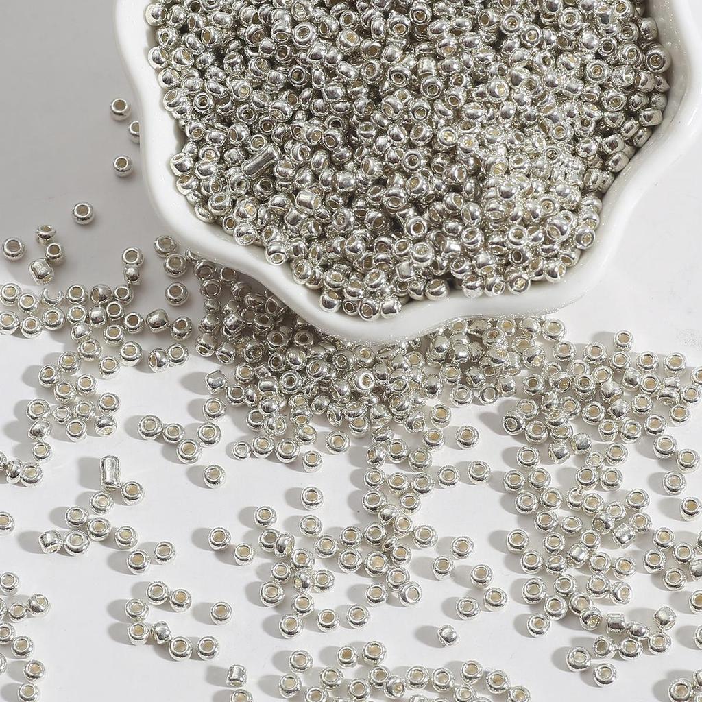 2/3/4mm Metal-Colored Glass Rice Beads for DIY Jewelry Making