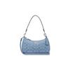 Borsa a tracolla Teri 25 classica vecchio motivo jacquard chiusura con cerniera tessuto chambray pelle di vacca scritta borsa a spalla regolare donna fiordaliso