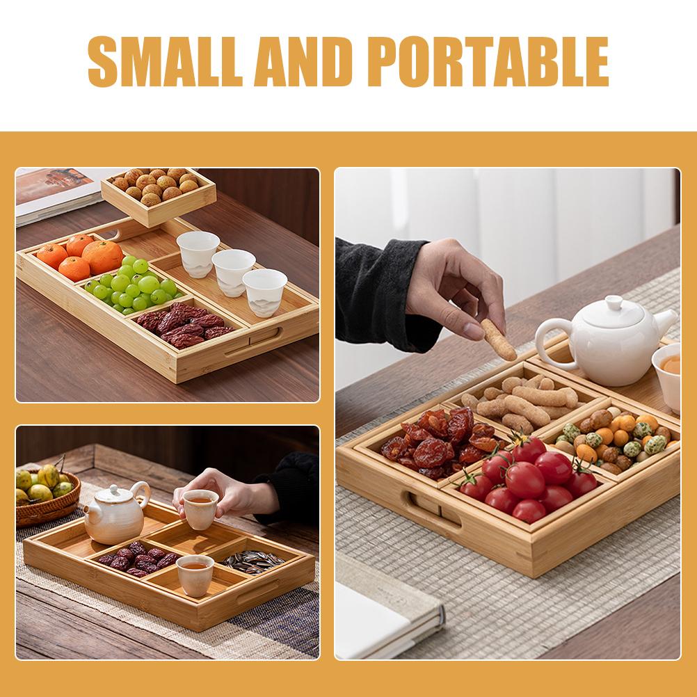 1 Set Snack-Aufbewahrungsschale Holz geteilte Servierschale für Obst Dessert Nüsse Vorspeise Party Couchtisch Heimküche Dekorativ