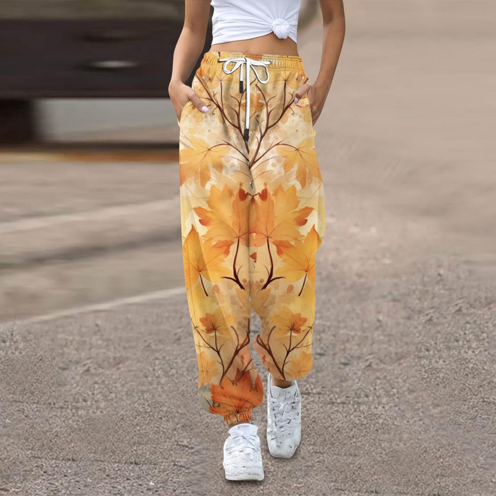 

Женские спортивные штаны, мешковатые, с высокой талией, большие размеры, спортивные штаны с карманами, напечатанные брюки, брюки для женщин XXL оранжевый