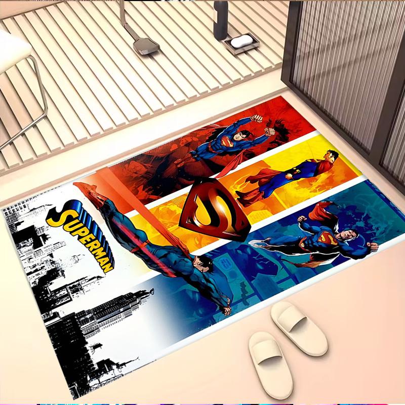 Superman Print Rug, Washable Floor Carpet, For Entryway Dorm Laundry Room Office Study, Home Decor Birthday Christmas Gift