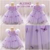 Purple Mesh Butterfly Princess Dress with Puffy Bubble Sleeves for Girls