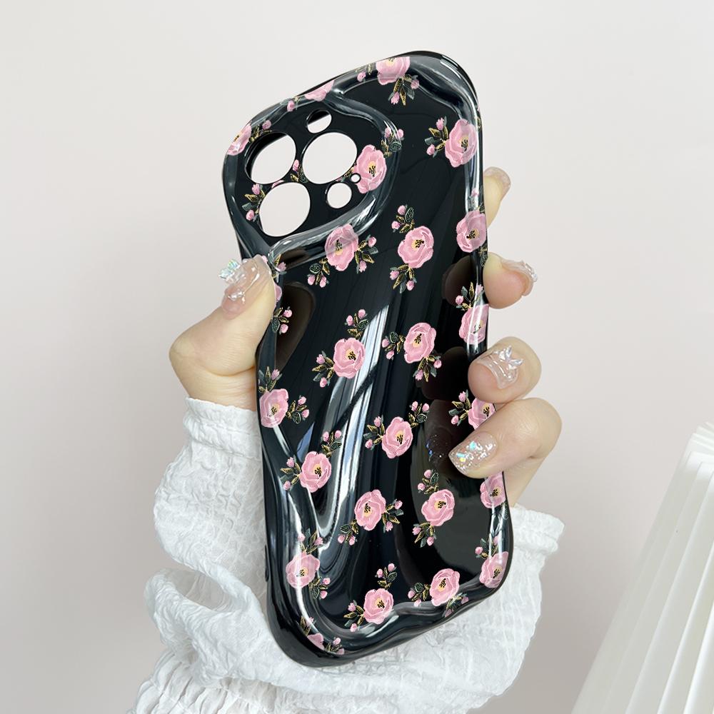 Roztomilý kreslený vzor krémová textura pouzdro vlnitý okraj měkký silikonový kryt pouzdro na telefon pro Huawei Honor Infinix Tecno iPhone