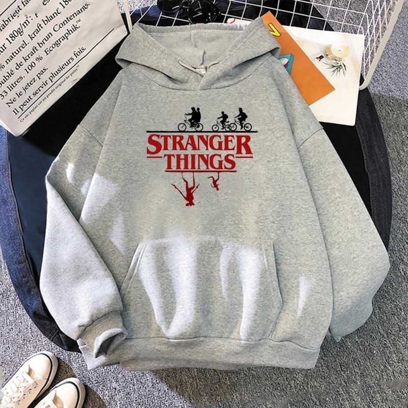 Stranger Things Print Pullover Hoodie Fleece Jacket Sweatshirt Unisex Loose Warm Hooded Top