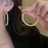 3Pairs Shiny Rhinestone Hoop Earrings Luxury Big Circle Zinc Alloy Exaggerated Personality Earrings Jewelry Female Accessories