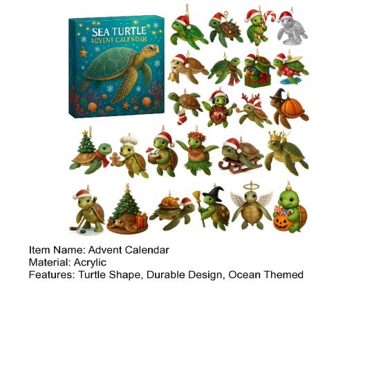 Yousheng Sea Turtle Advent Calendar 24 Realistic Ocean Animals Christmas Decoration Holiday Spirit Surprise Countdown Ornament