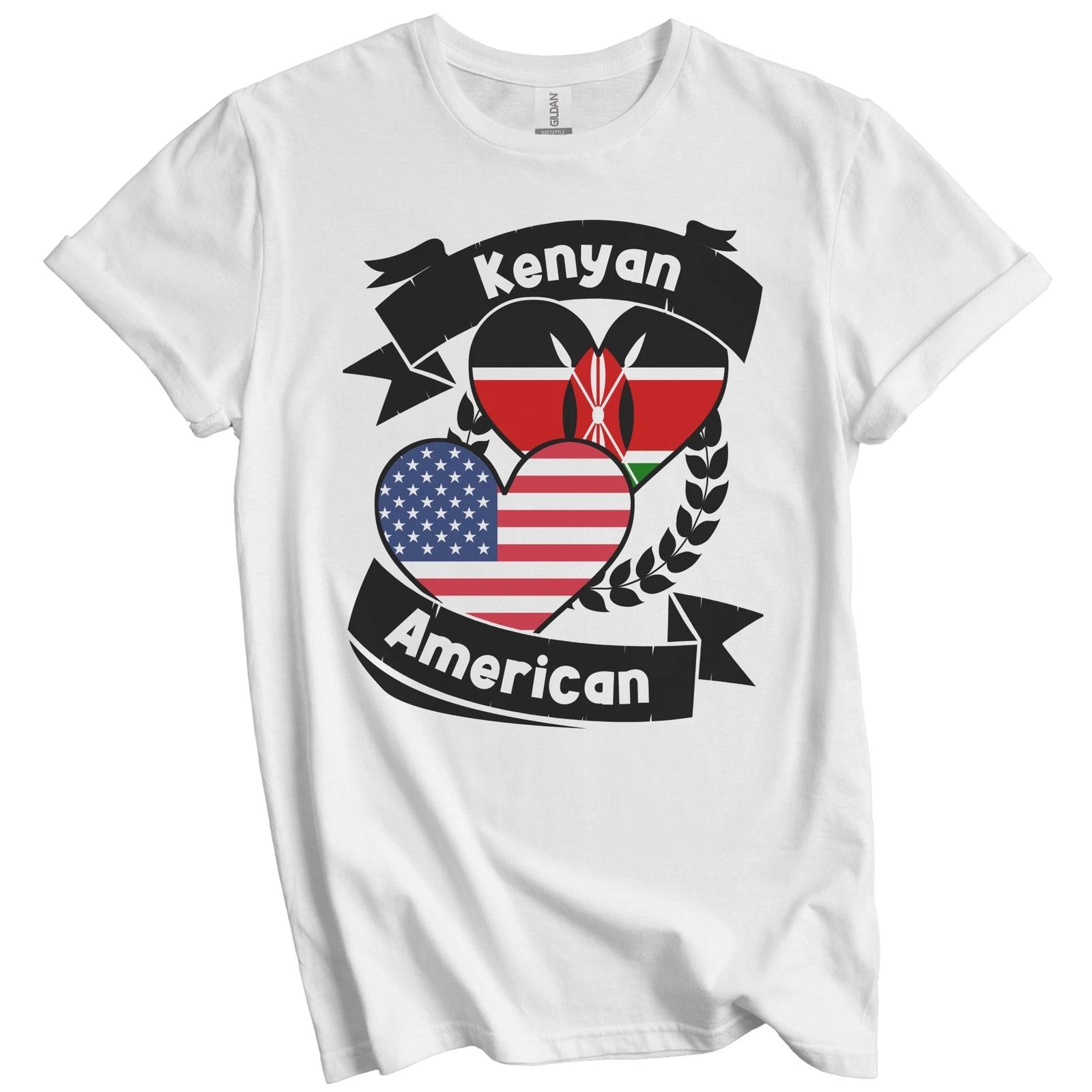 Kenyan American Hearts USA Flag Kenya Flag T-Shirt 3XL