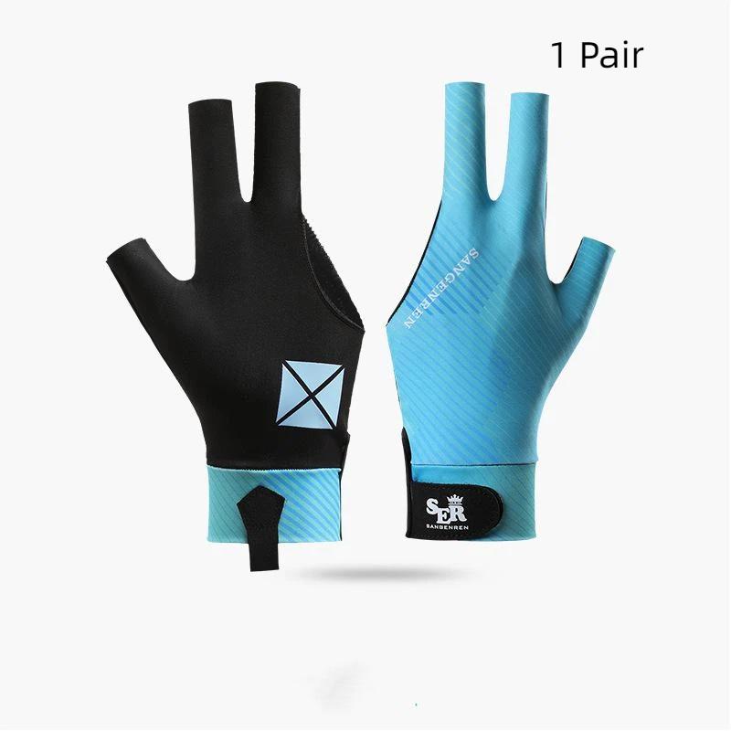 Breathable Soft Billiard Glove Anti-Slip Elastic Professional 3 Finger Fit for Indoor Billiard Sports Game Match Events