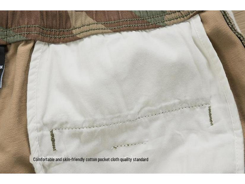 Shawn Yue Men's Retro Camouflage Elastic Waist Shorts