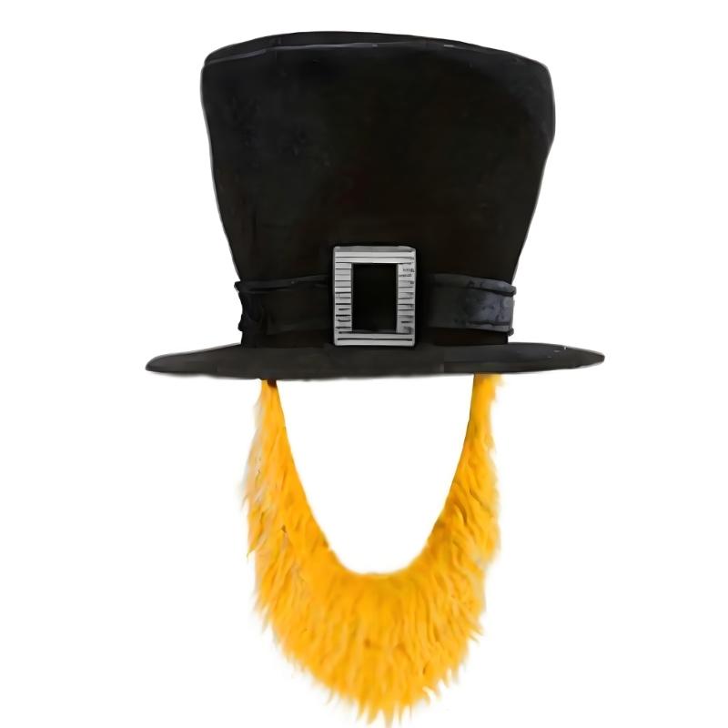 Plush Top Hat With Beard For Halloween Funny Pirate Costume Accessories Adult Size Photo Props оранжевый
