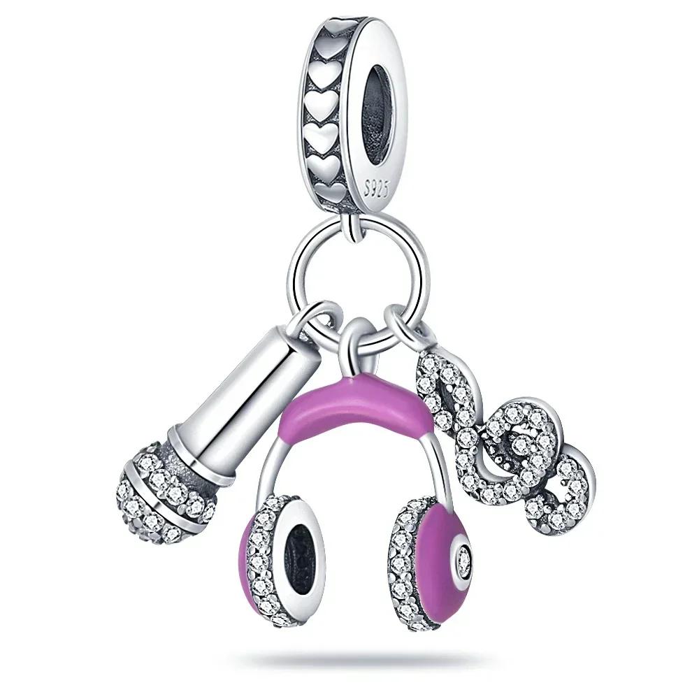 Neuer Kupfer-Lila Murano-Perlen Stiefmütterchen Blume Anhänger Charm Passend für Originalmarken Armband und Halskette Damenschmuck Geschenk