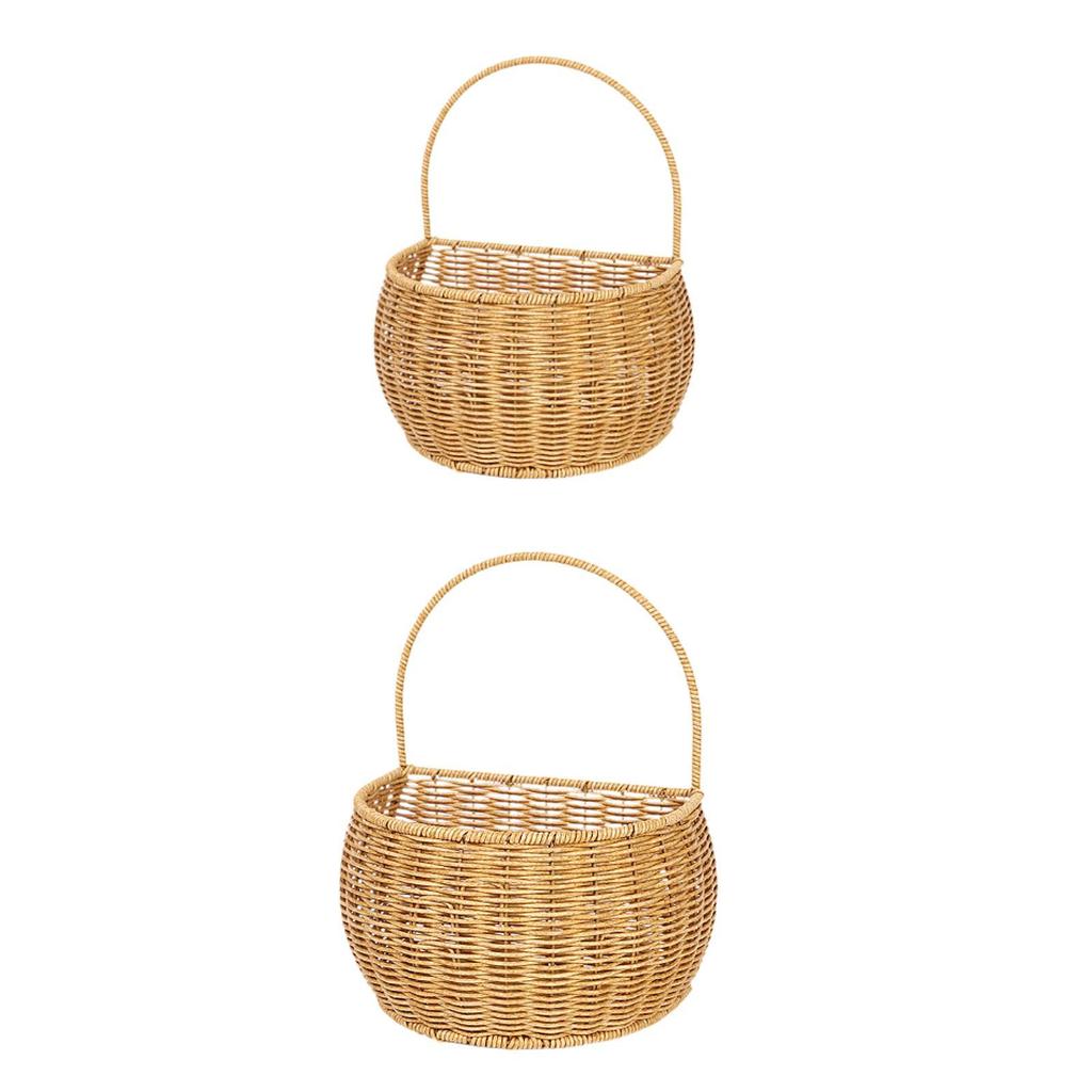 Woven Hanging Basket Decorative Handmade Wall Mounted Container Room Decor Fruit Sundries Organizer for Closet Office Kitchen